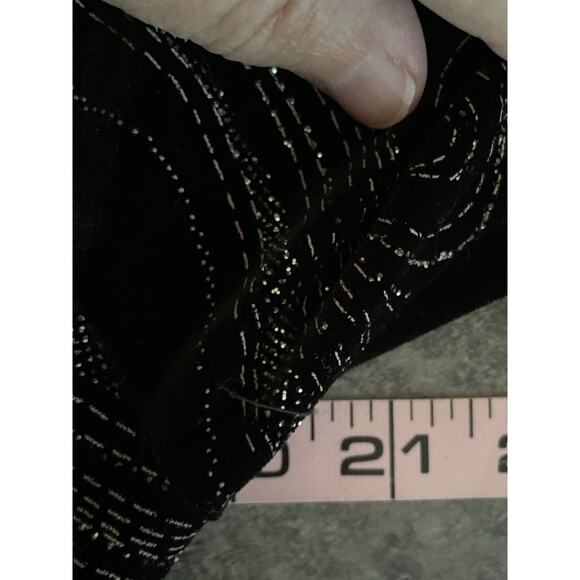 90s Black Velvet Top Womens L Shimmer 2pc Stretchy Elegant Glam NYE Y2K Girly - Picture 9 of 11
